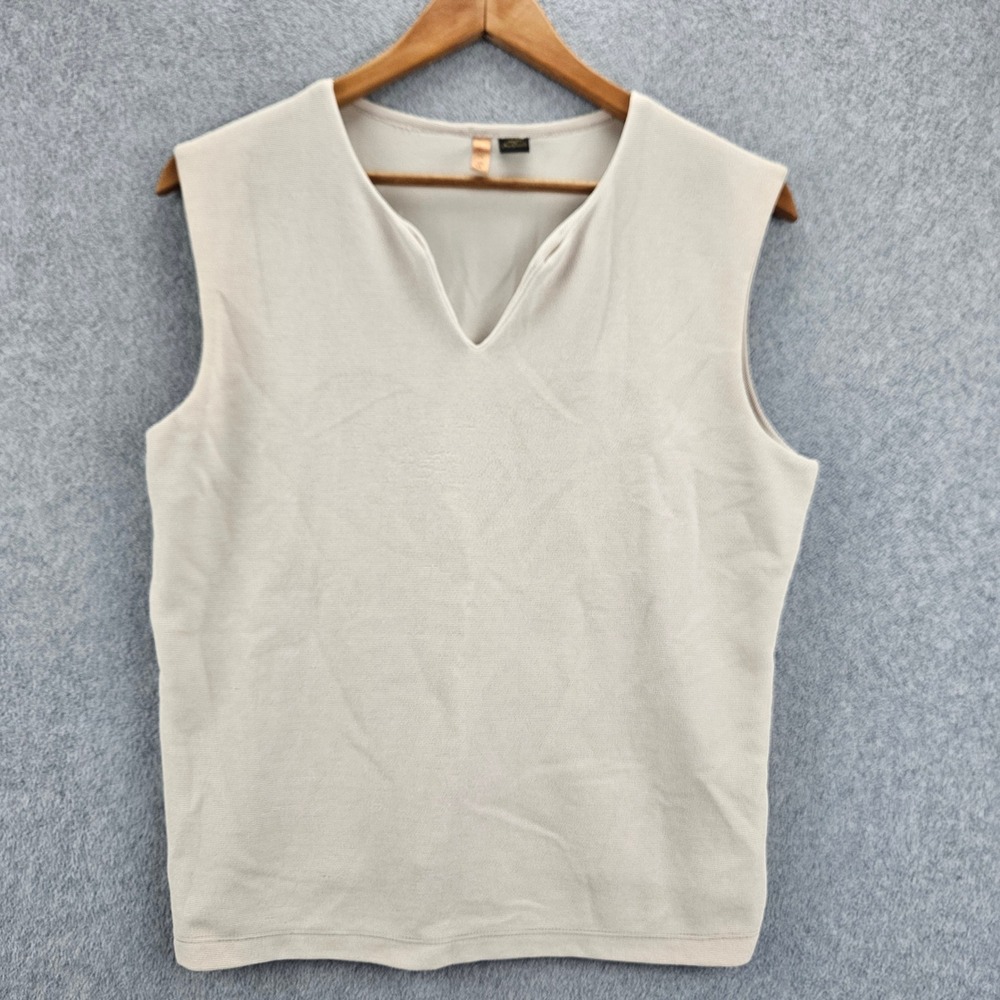 CINO Tank Top Womens XL Tan Ribbed V-Neck Sleeveless Stretch Casual Modern Chic